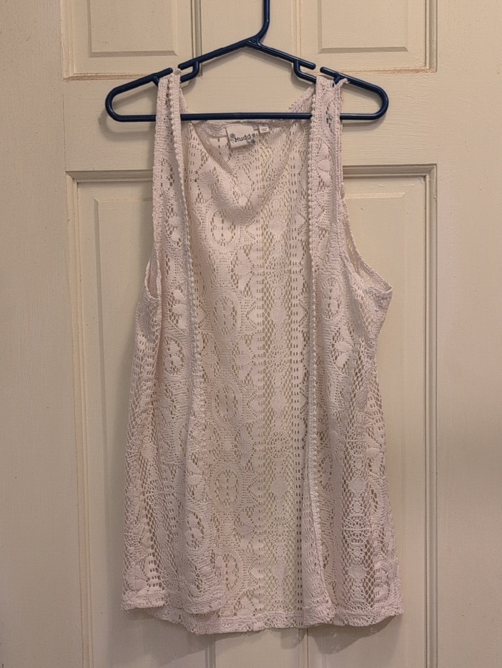 White Crochet Open-Knit Tank